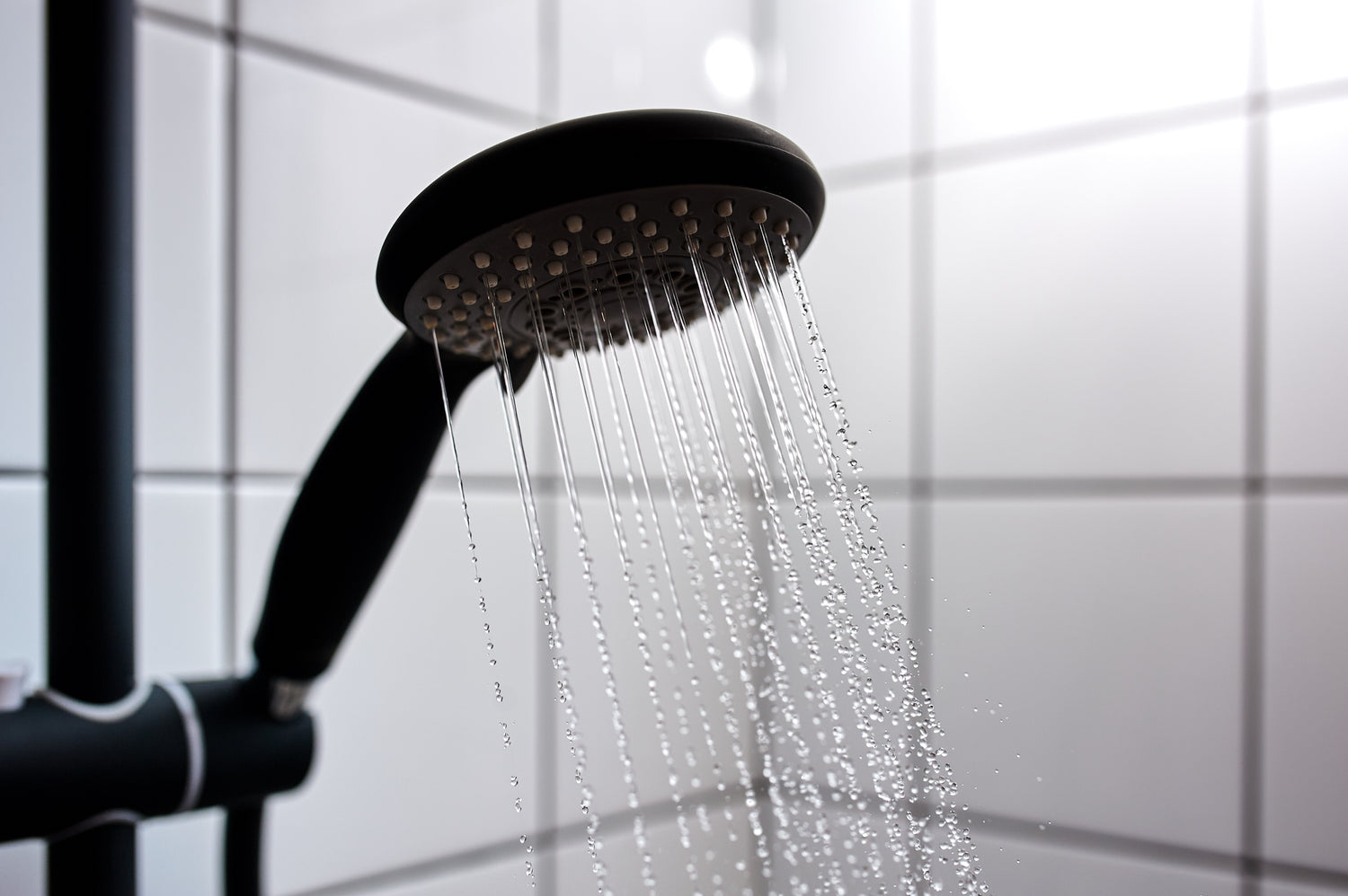 A shower with hard water